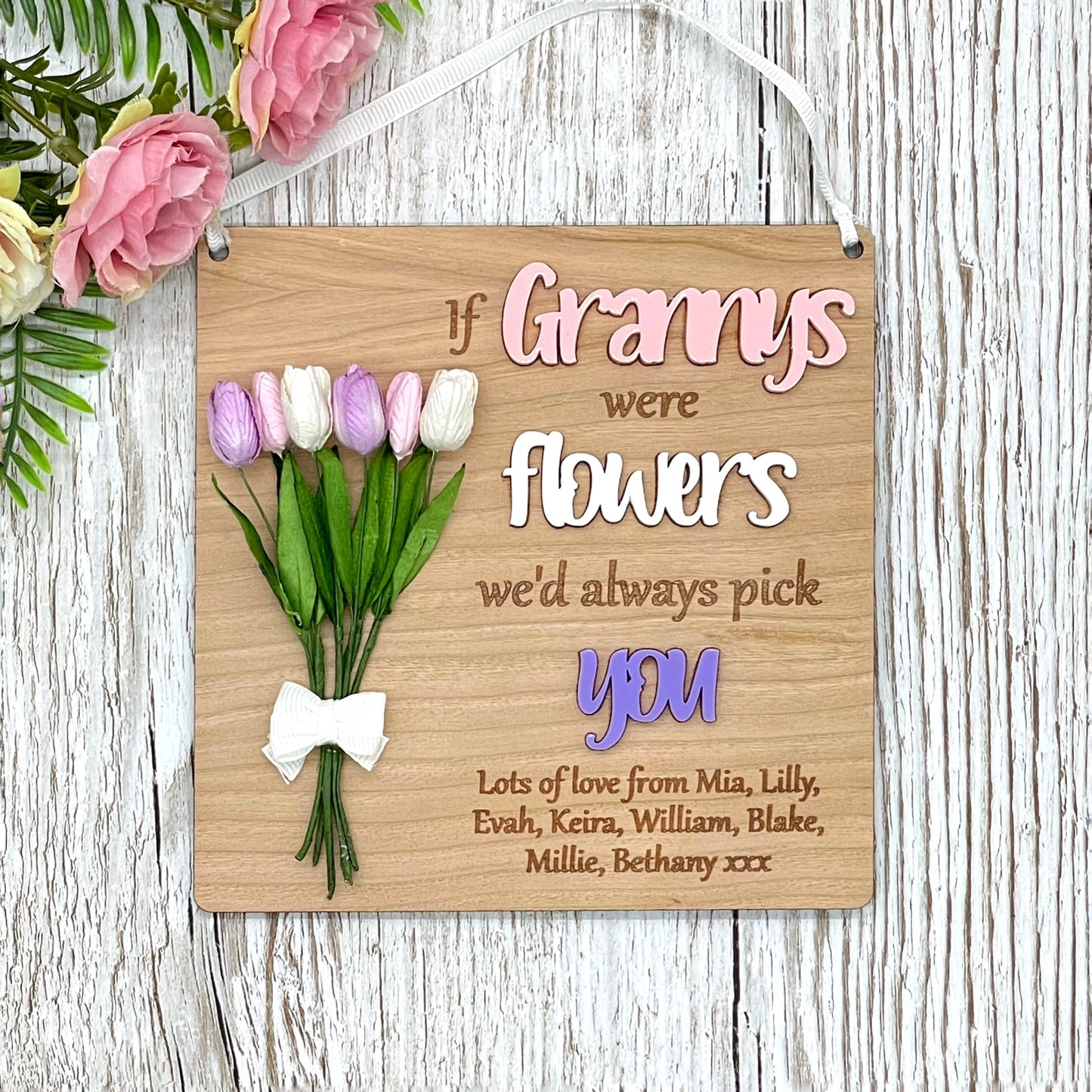 Grandma Nanny Personalised Flower Plaque | If Mums Were Flowers