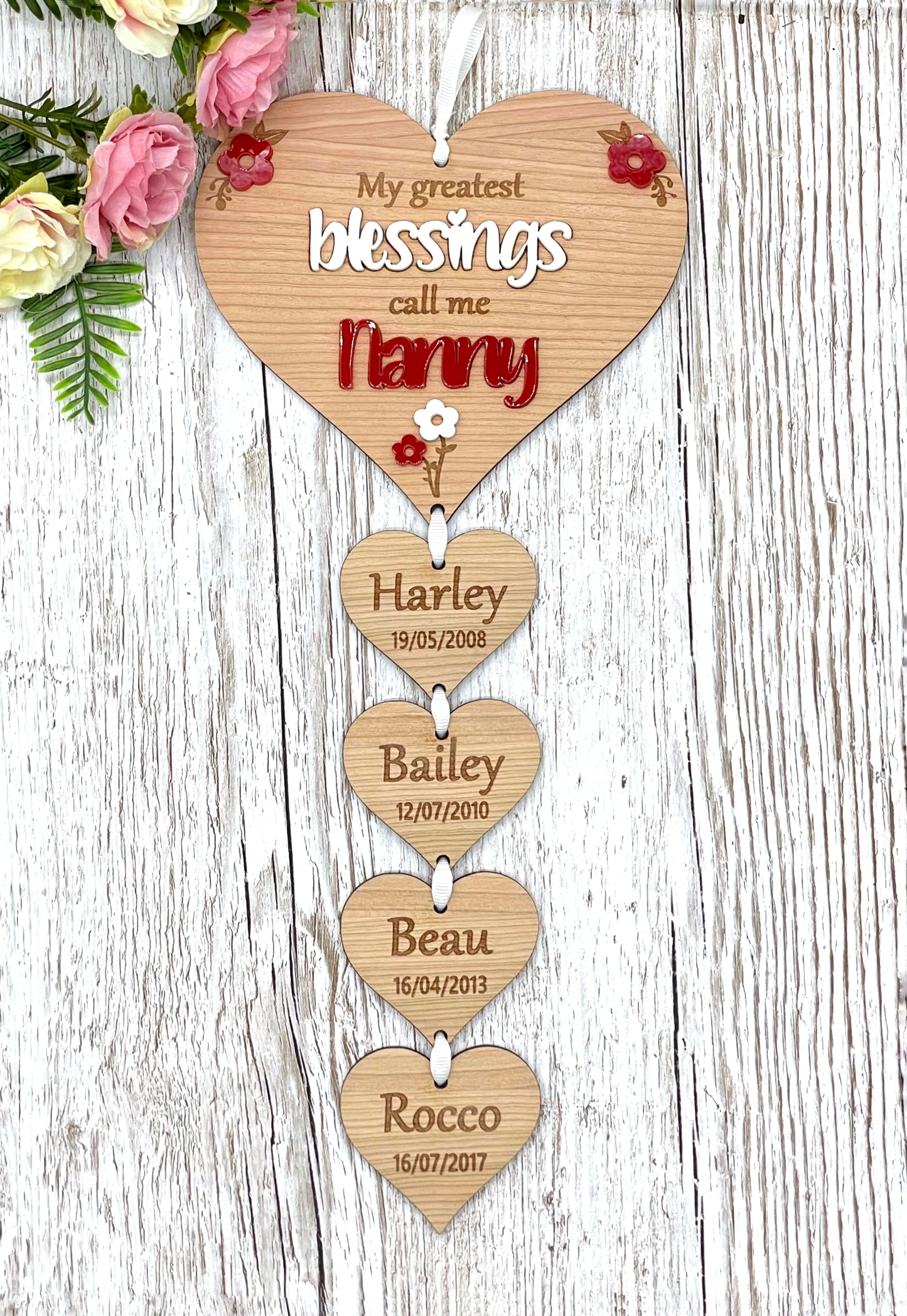 Grandparent Gift | My Greatest Blessings Hanging Heart Plaque