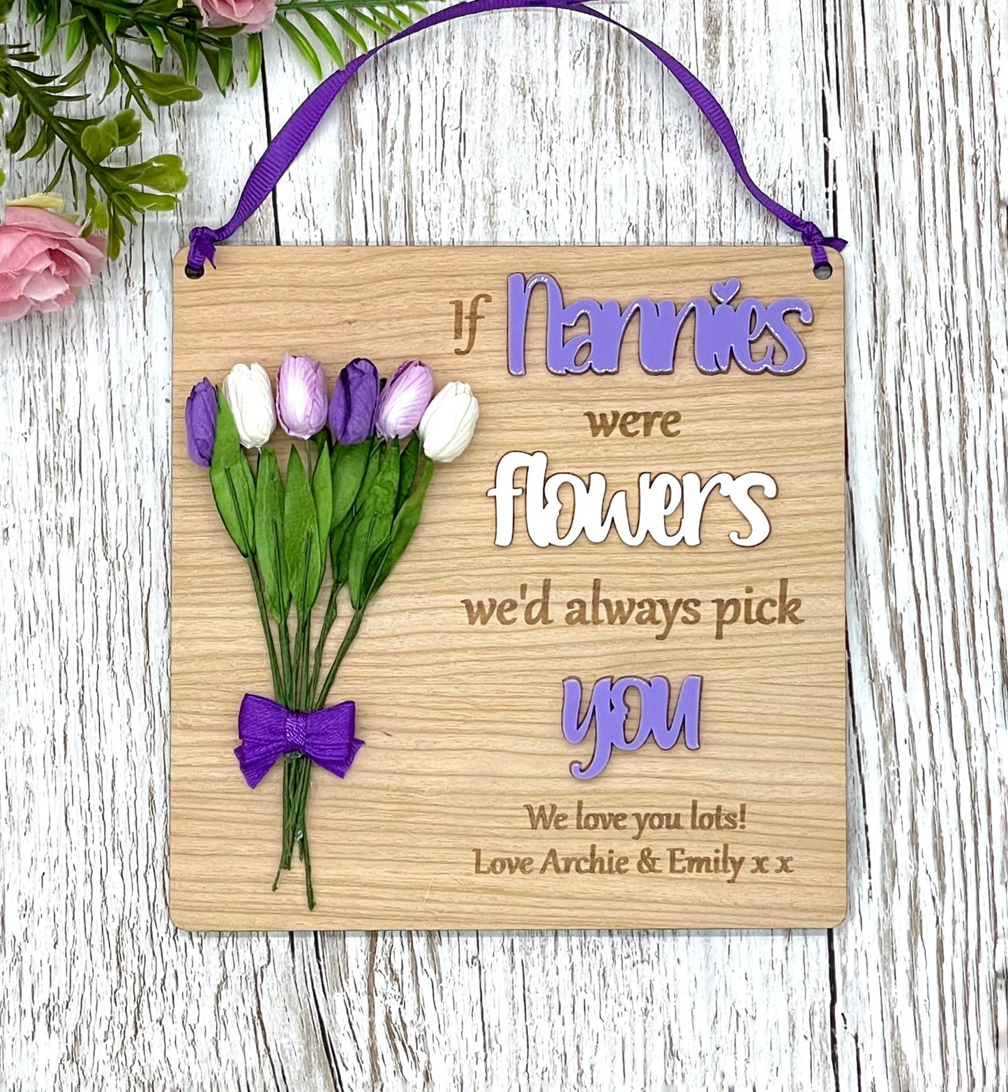 Grandma Nanny Personalised Flower Plaque | If Mums Were Flowers