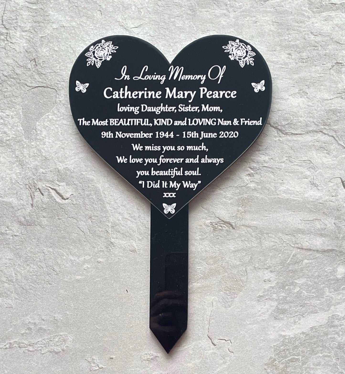 Memorial Personalised Engraved Plaque | Heart Grave Marker