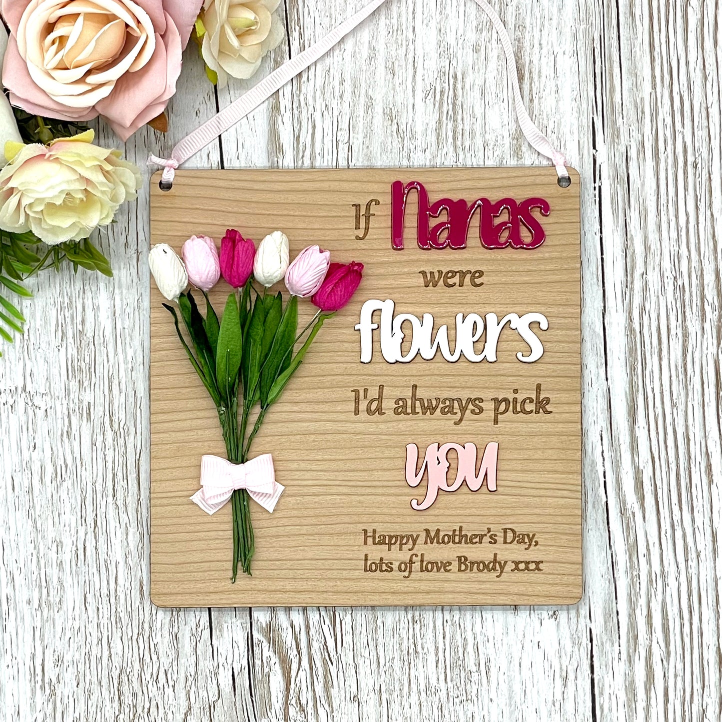 Grandma Nanny Personalised Flower Plaque | If Mums Were Flowers