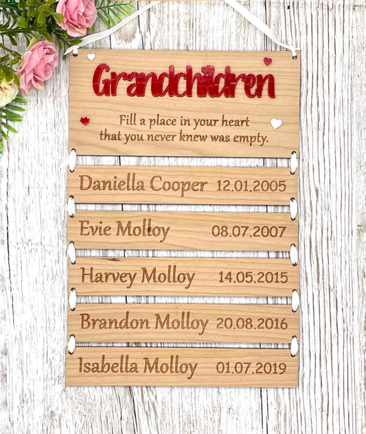 Grandchildren Fill A Place Personalised Hanging Plaque