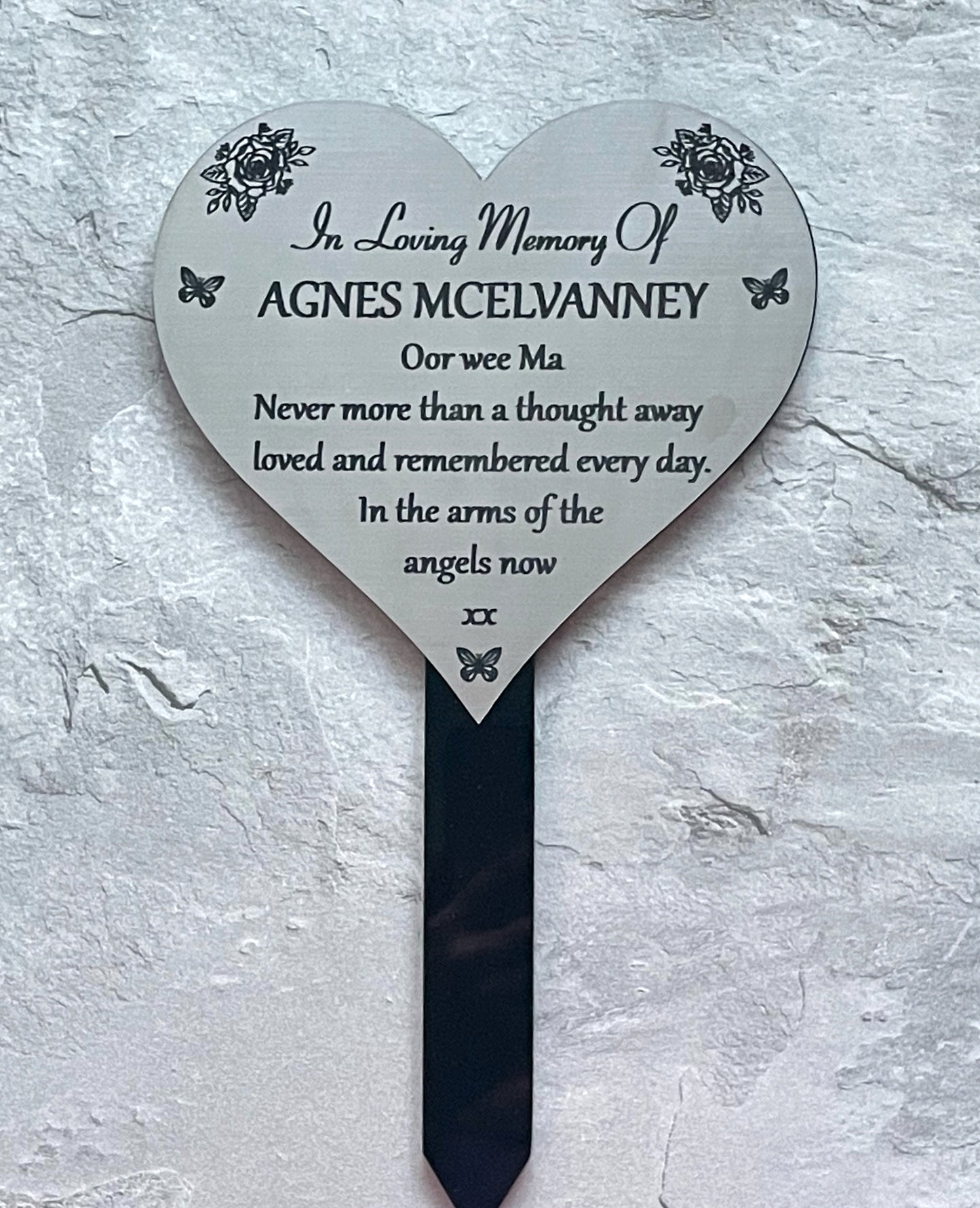 Memorial Personalised Engraved Plaque | Heart Grave Marker