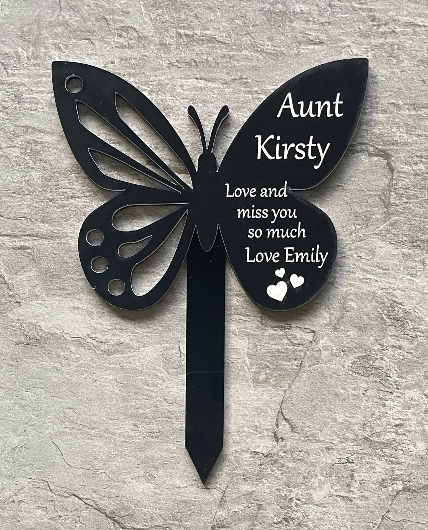 Memorial Personalised Engraved Plaque | Butterfly Remembrance Grave Marker Plaque