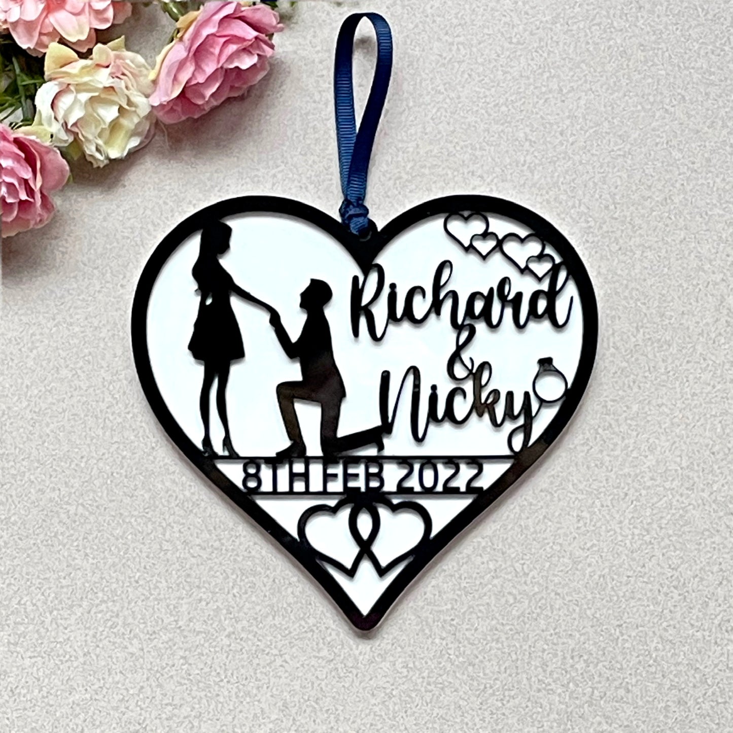 Engagement Gift Personalised Heart | Silhouette 3D Heart