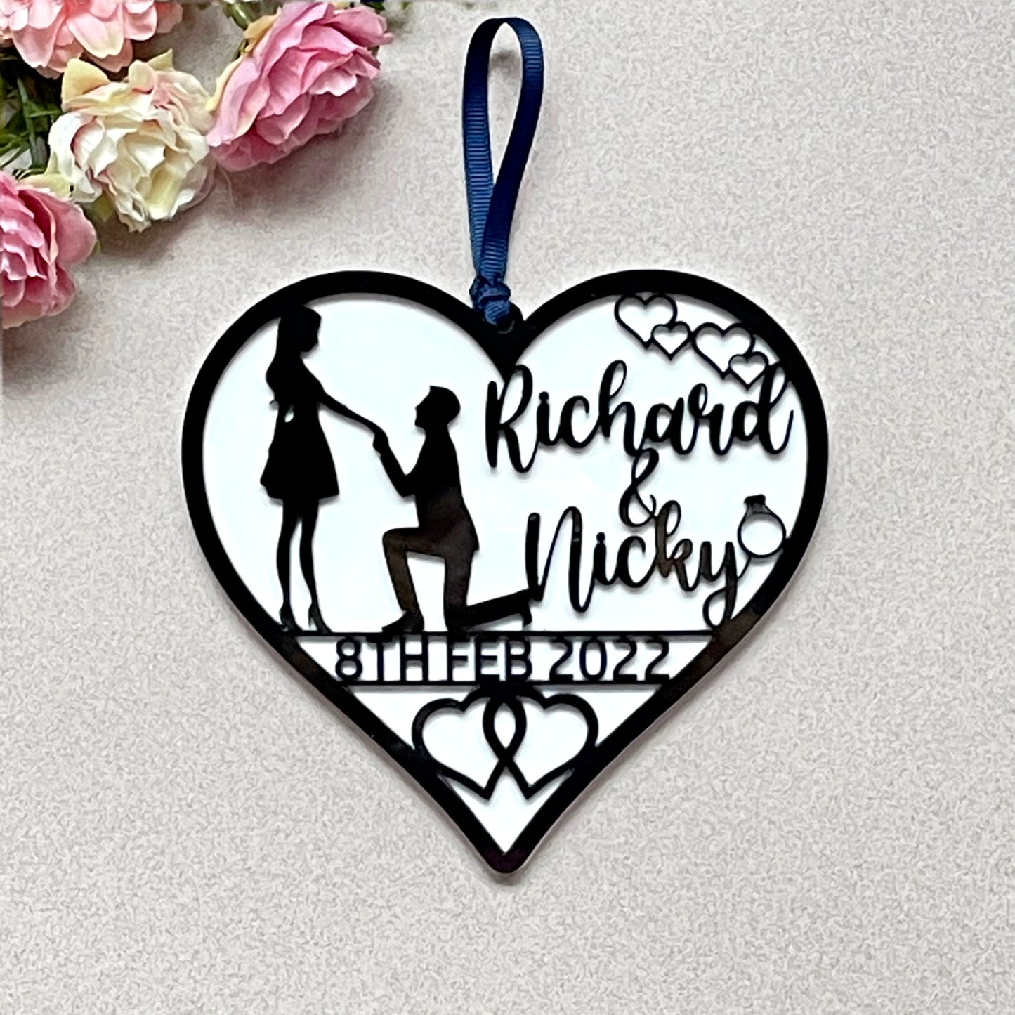 Engagement Personalised Heart | Engagement Couple Silhouette 3D Heart
