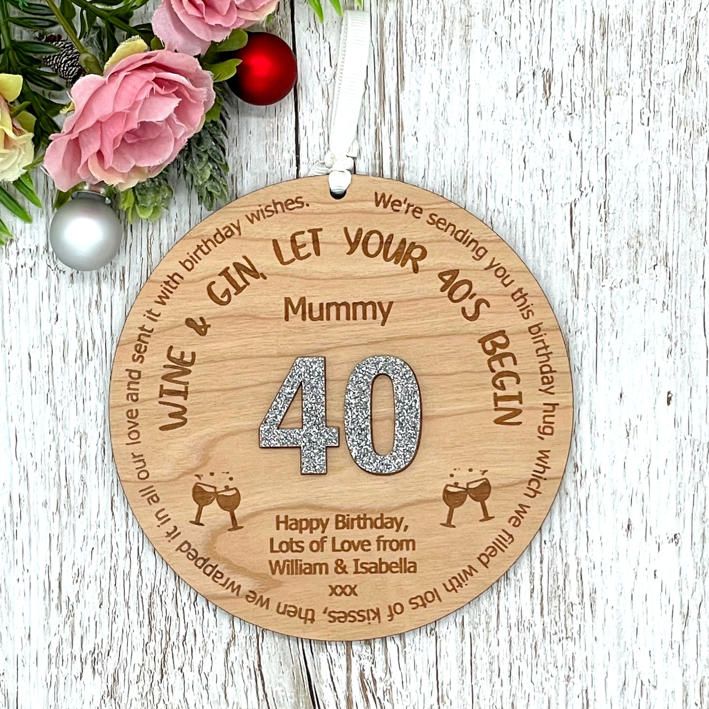 Wine And Gin, Let Your 40’s Begin! Personalised Birthday Plaque