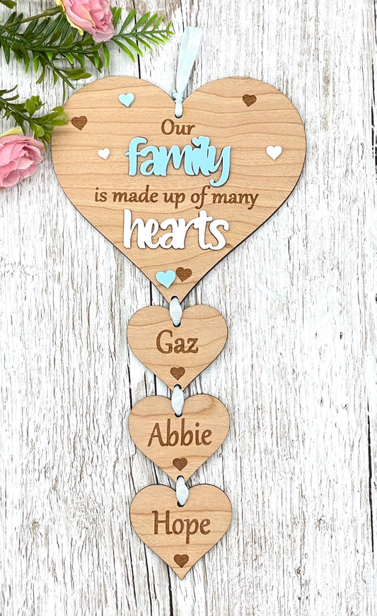 Our Family Hanging Hearts Plaque