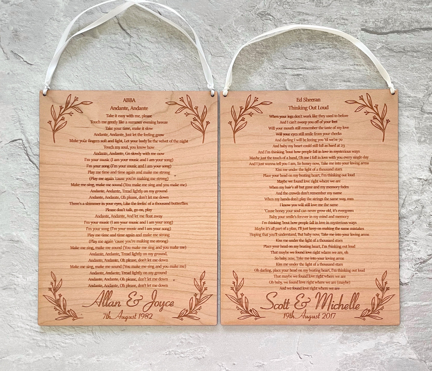 Song Lyric Wooden Wedding Anniversary Gift | 5th Anniversary