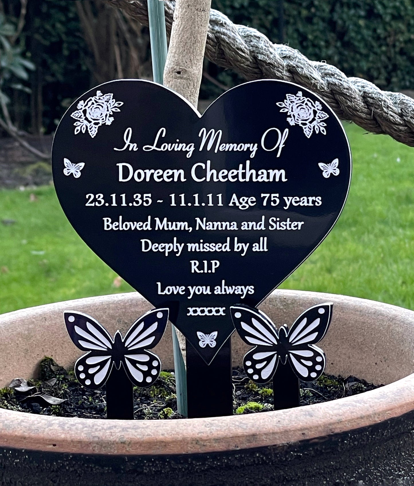 Memorial Personalised Engraved Plaque | Heart Grave Marker