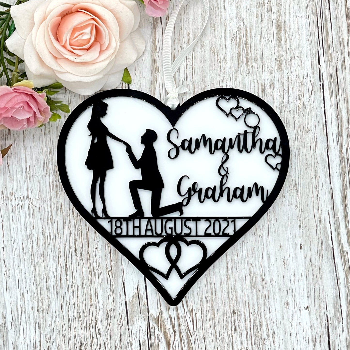 Engagement Gift Personalised Heart | Silhouette 3D Heart