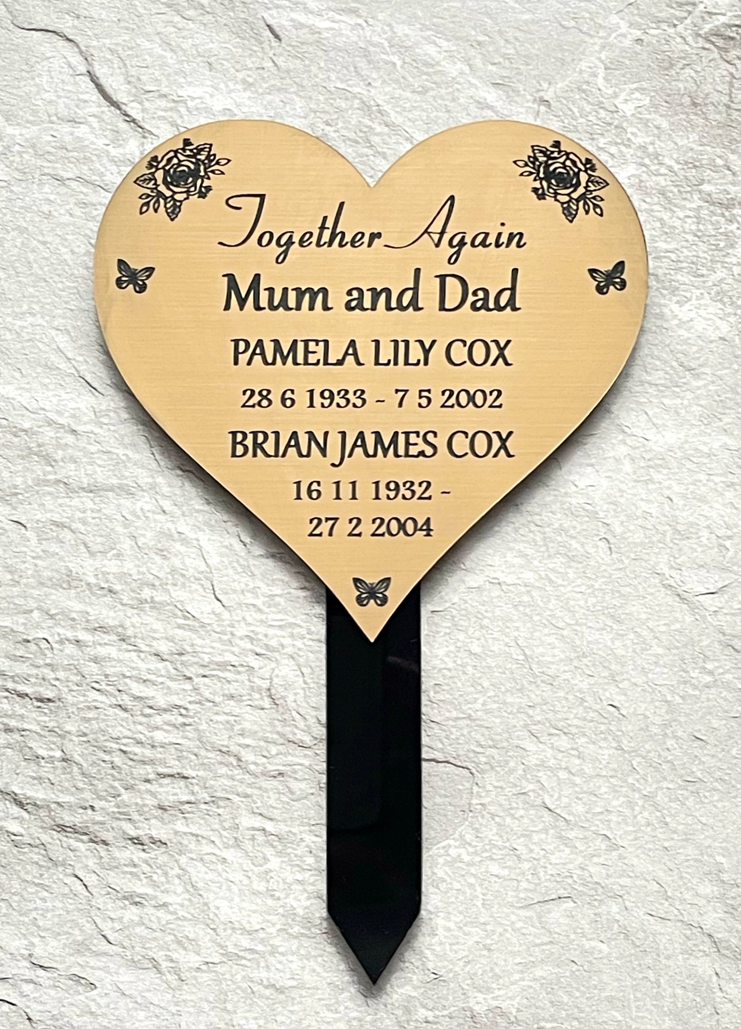 Memorial Personalised Engraved Plaque | Heart Grave Marker