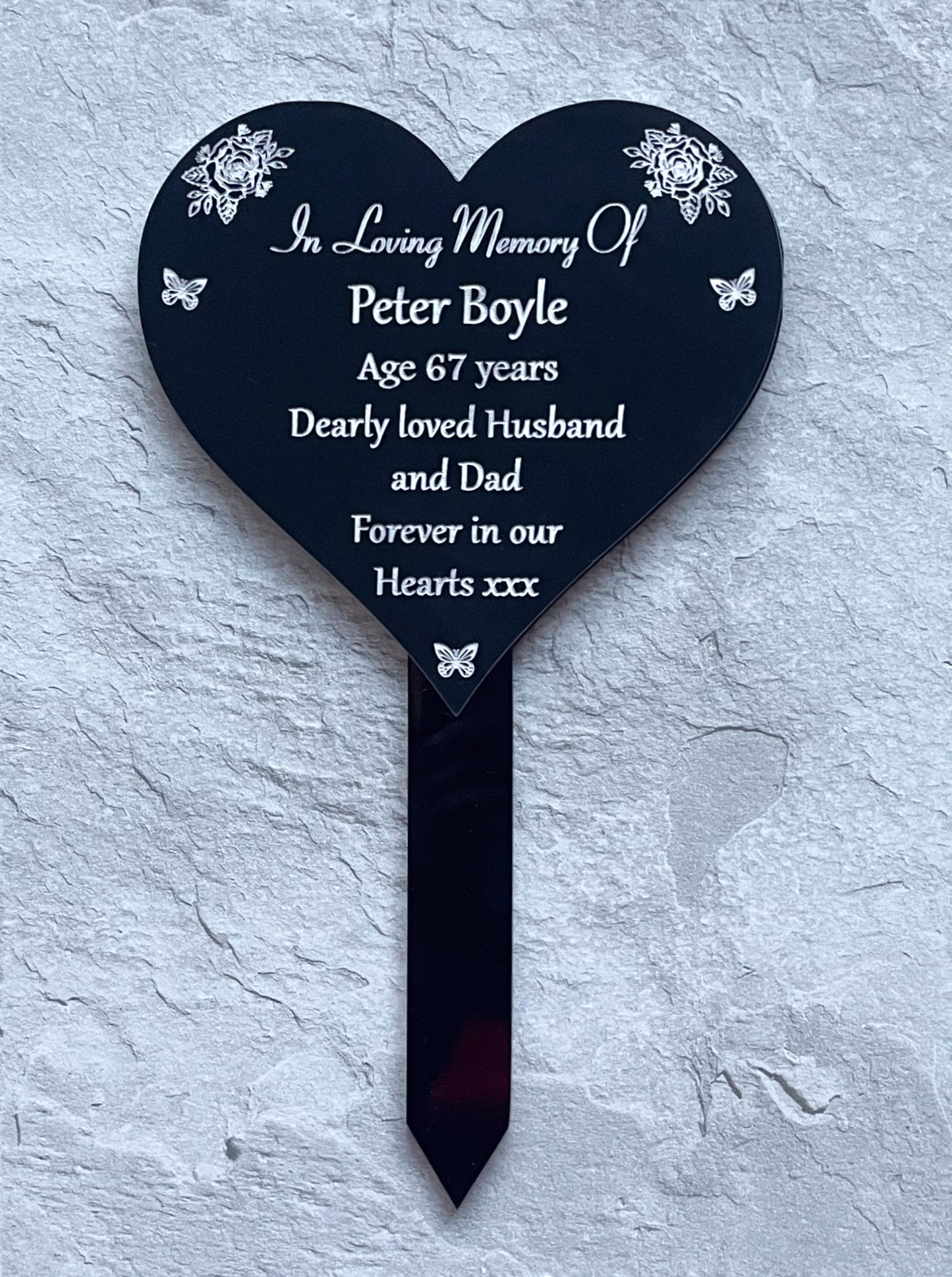 Memorial Personalised Engraved Plaque | Heart Grave Marker