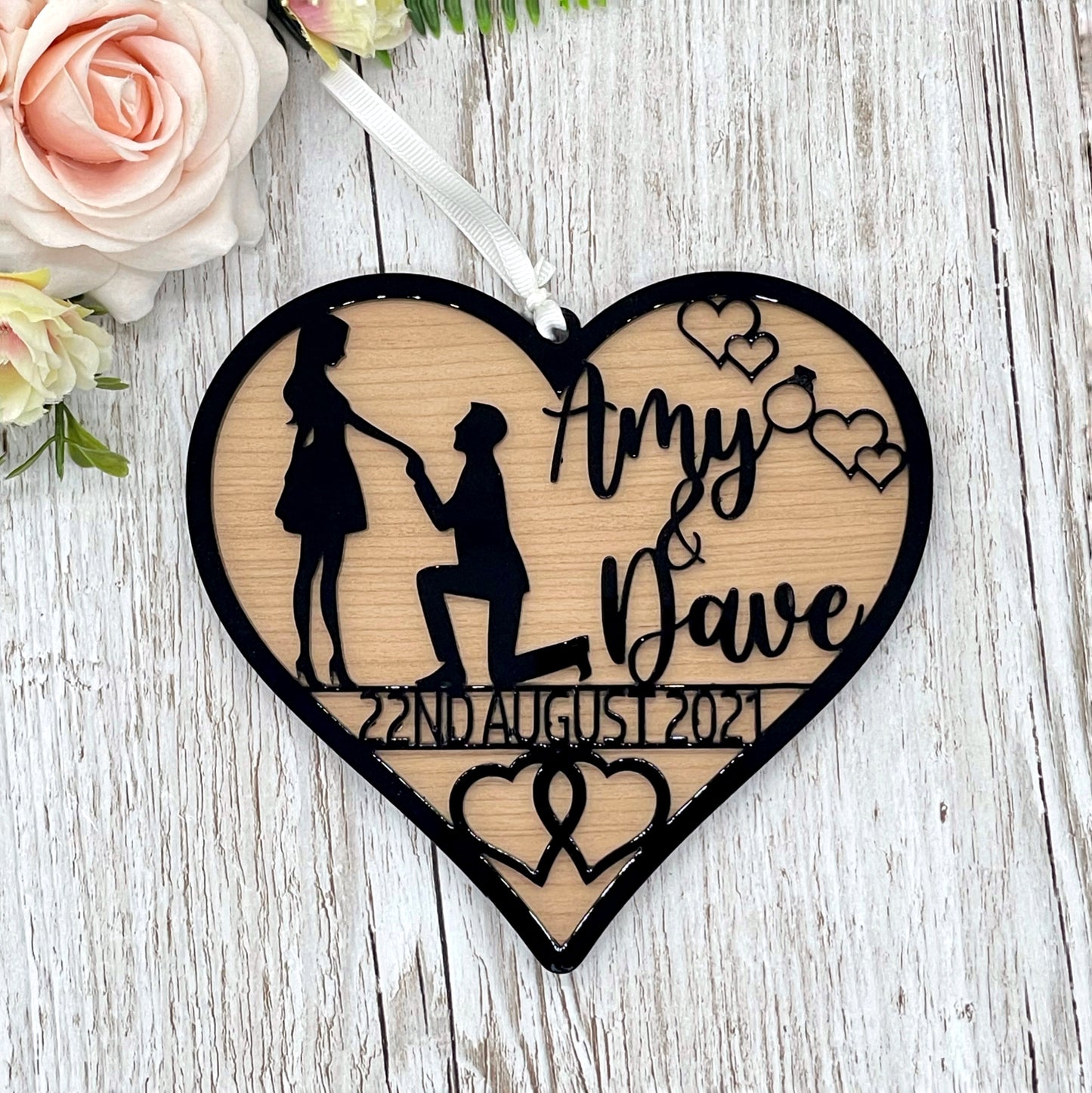 Engagement Gift Personalised Heart | Silhouette 3D Heart