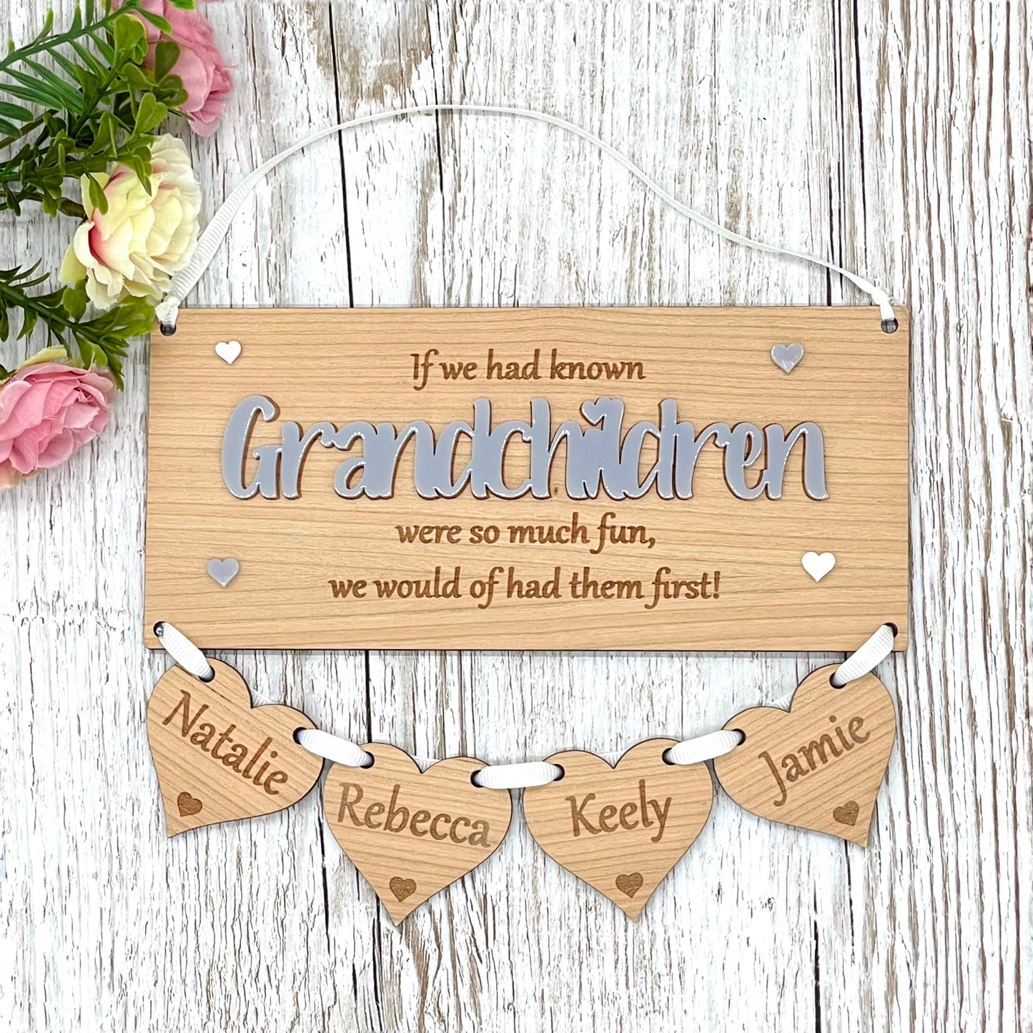 Grandparents Gift Hanging Hearts Plaque