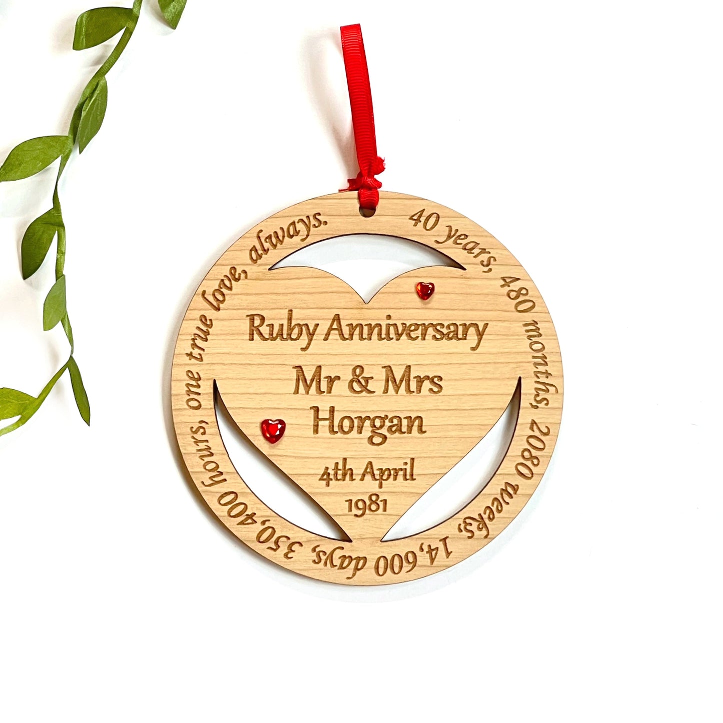 Ruby Wedding Anniversary Gift | 40th Anniversary Plaque