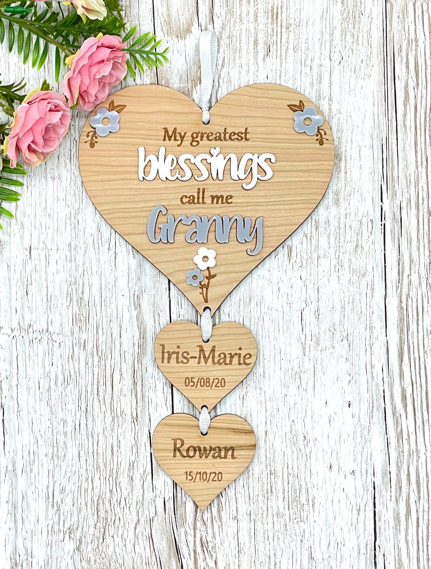 Grandparent Gift | My Greatest Blessings Hanging Heart Plaque