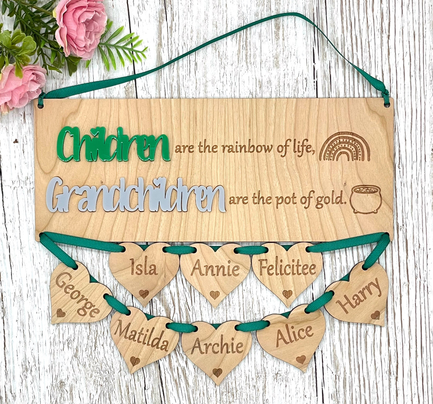 Children And Grandchildren Hanging Hearts Plaque