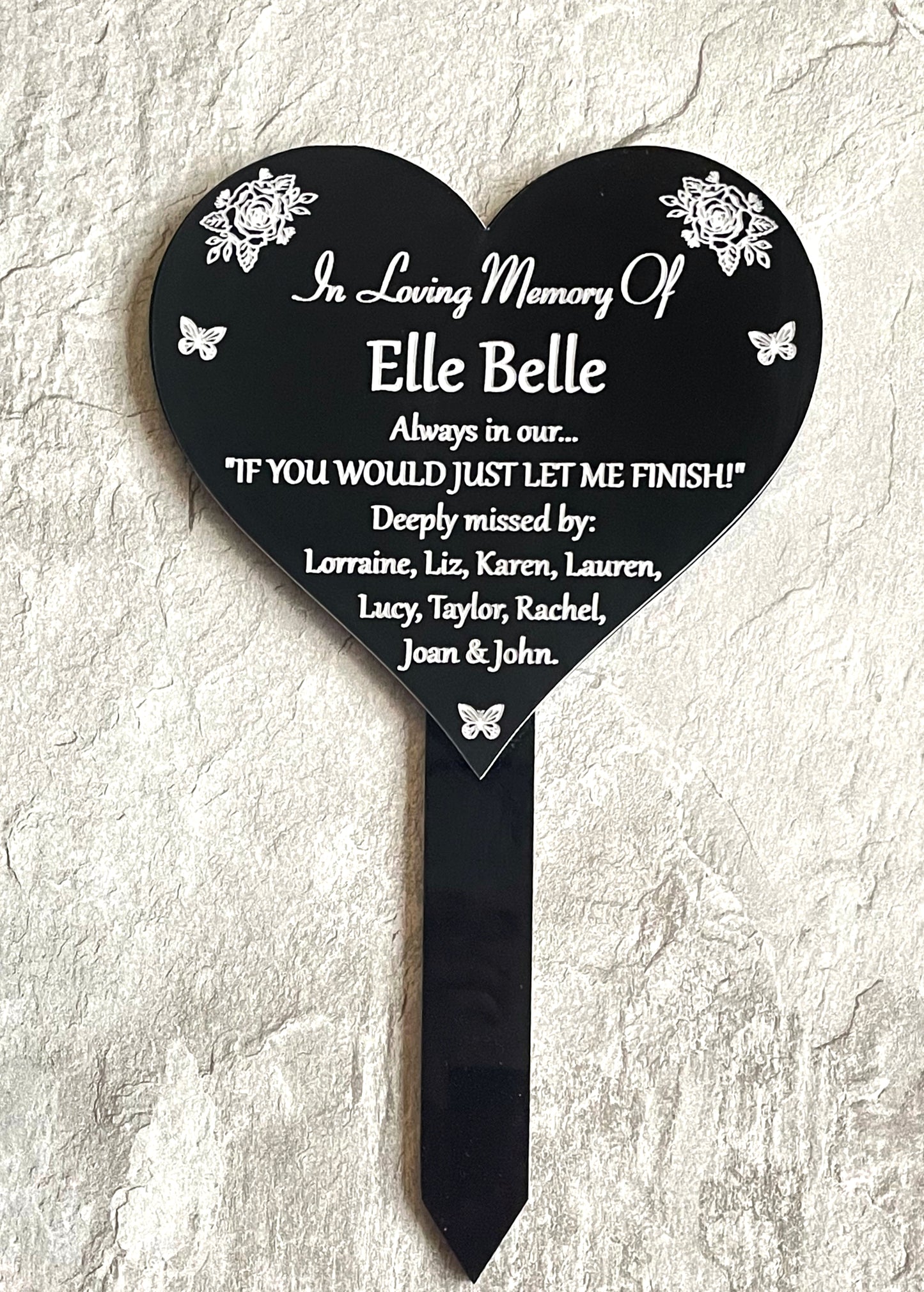 Memorial Personalised Engraved Plaque | Heart Grave Marker