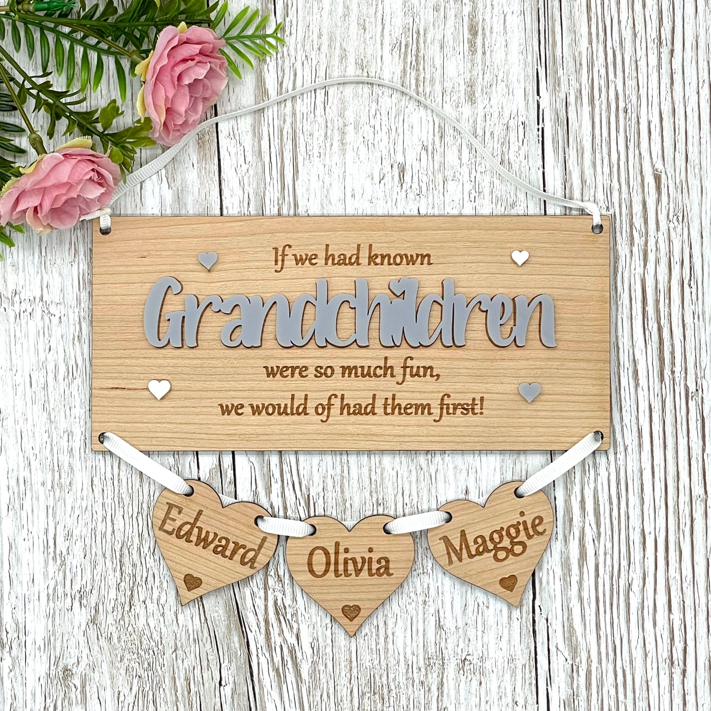 Grandparents Gift Hanging Hearts Plaque