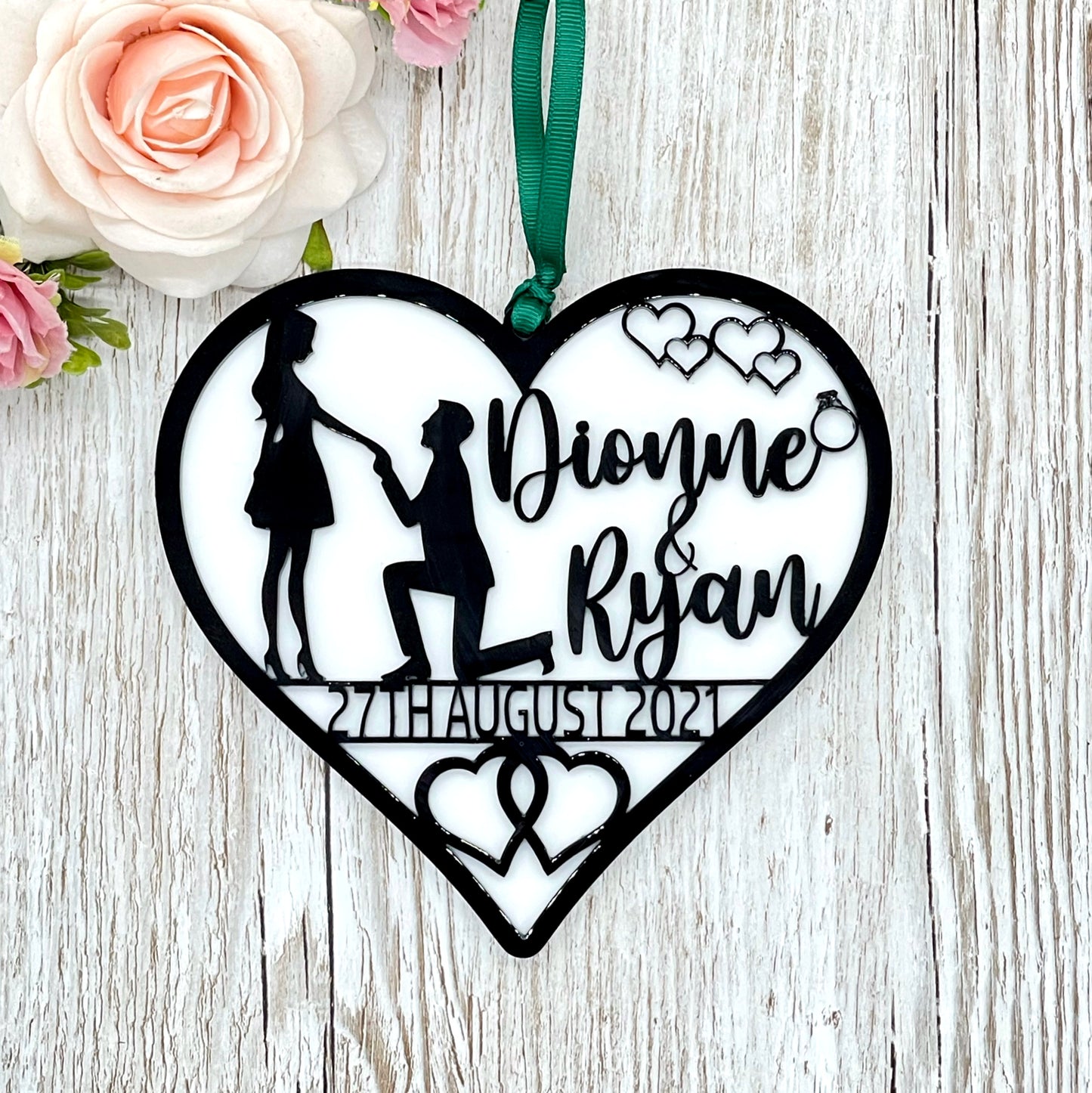 Engagement Gift Personalised Heart | Silhouette 3D Heart