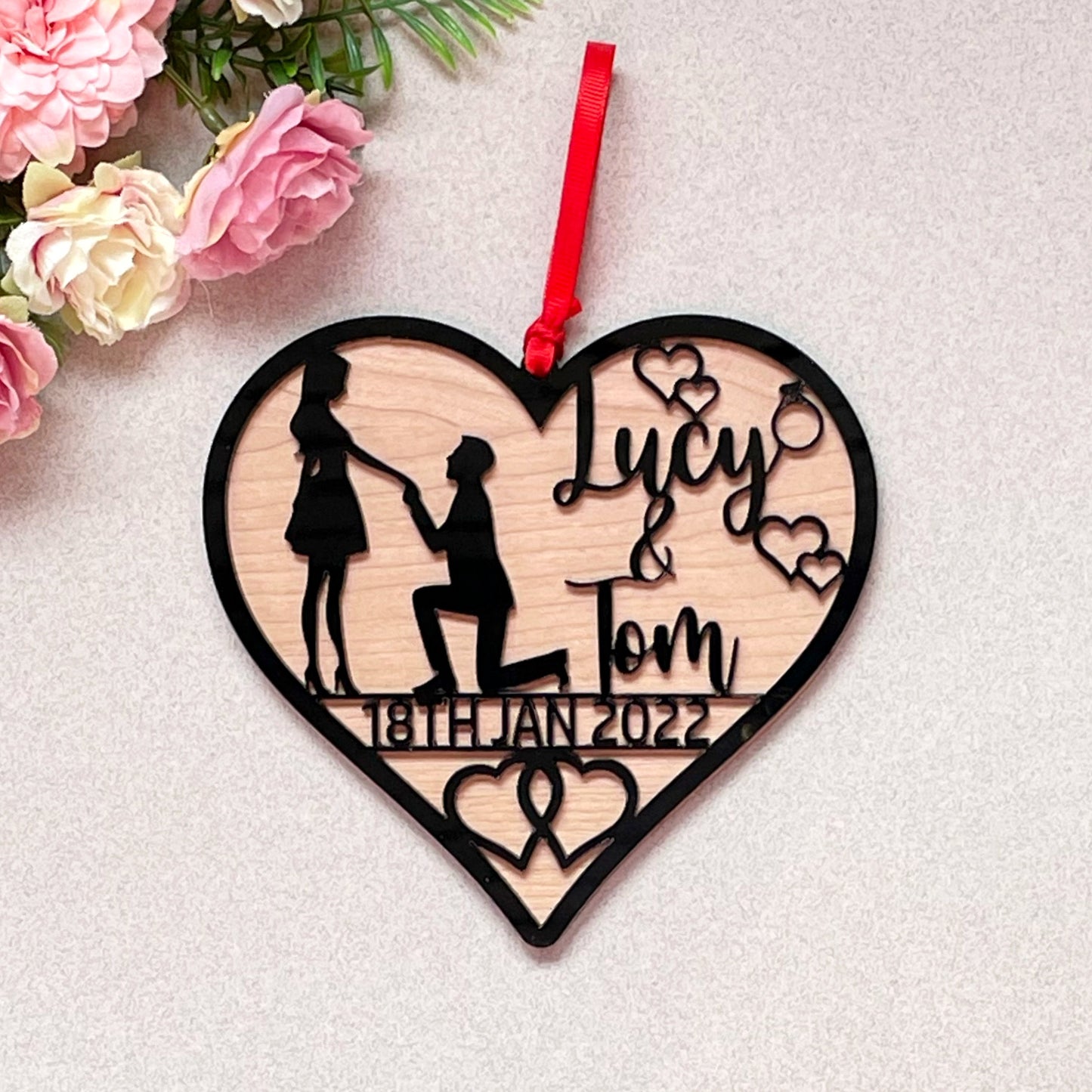 Engagement Gift Personalised Heart | Silhouette 3D Heart