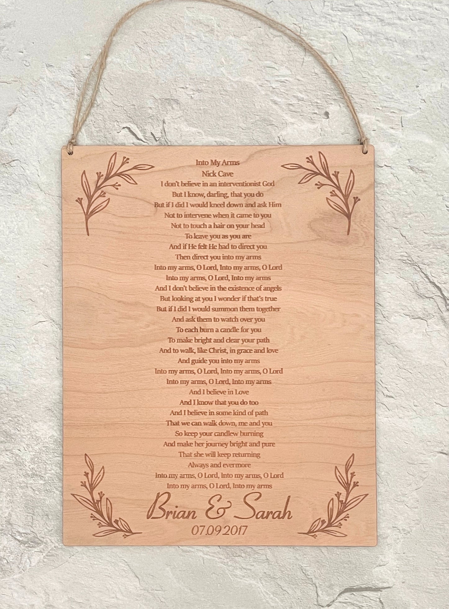 Song Lyric Wooden Wedding Anniversary Gift | 5th Anniversary