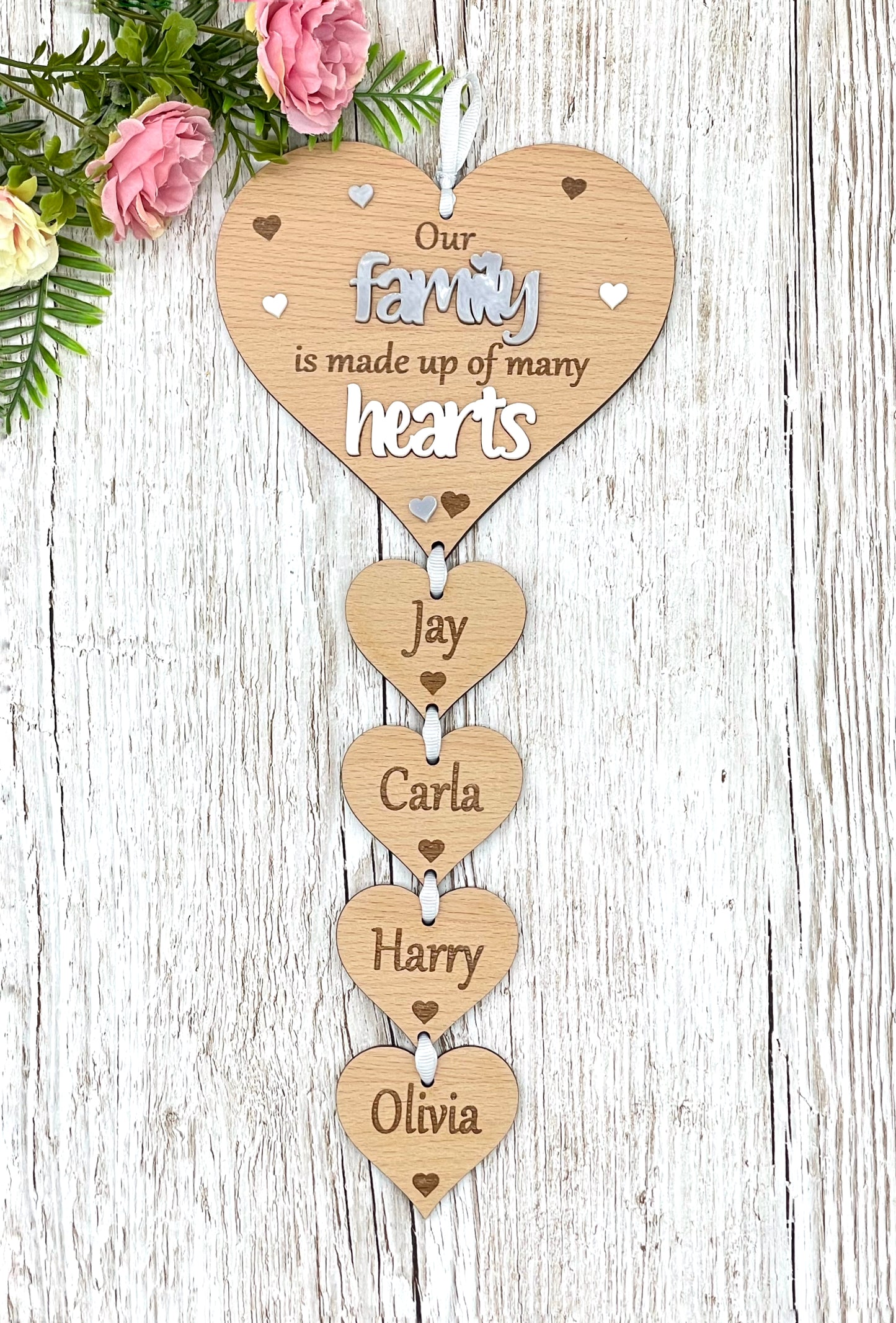 Our Family Hanging Hearts Plaque