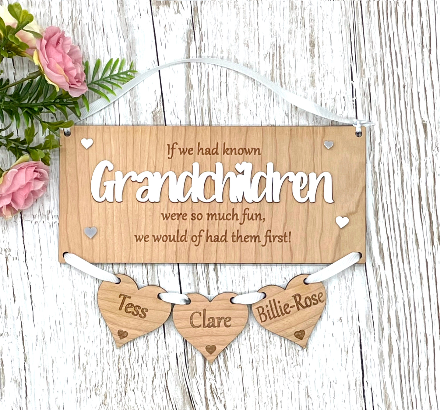 Grandparents Gift Hanging Hearts Plaque