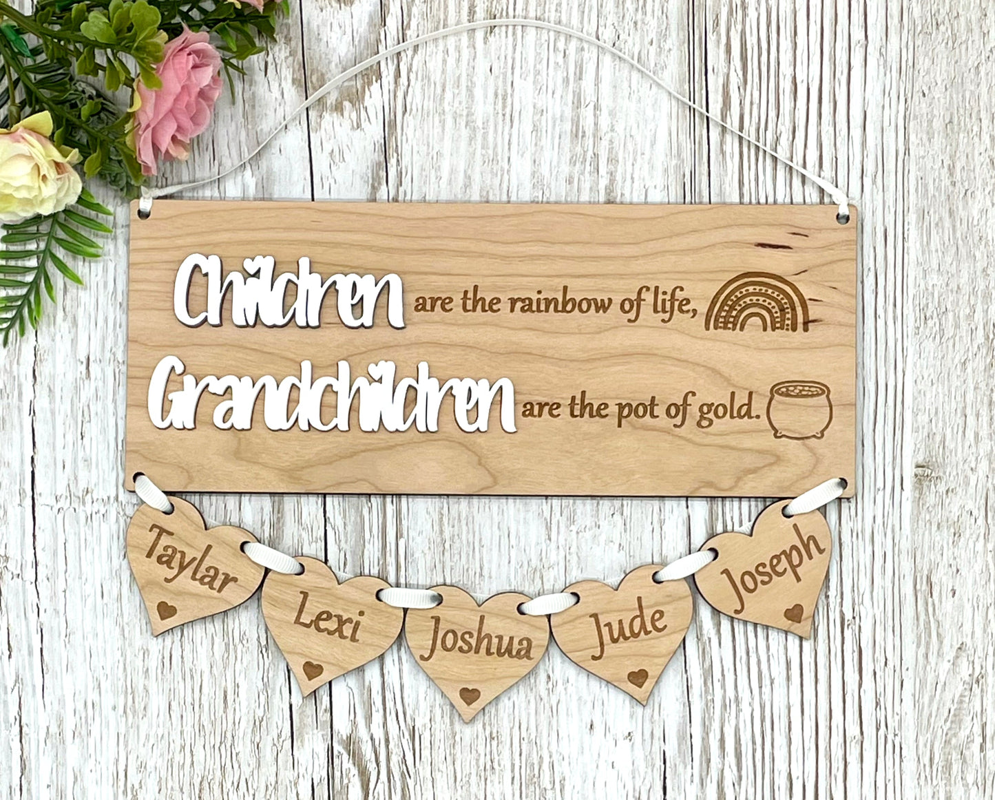 Parent Grandparent Gift Hanging Hearts Plaque