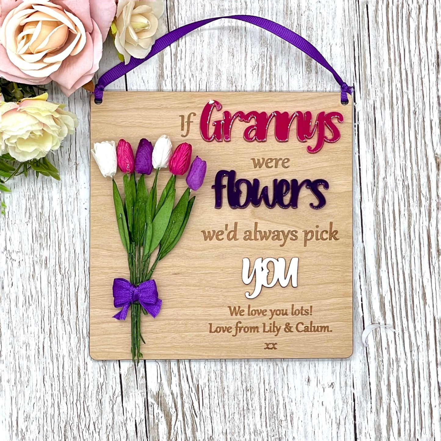 Grandma Nanny Personalised Flower Plaque | If Mums Were Flowers