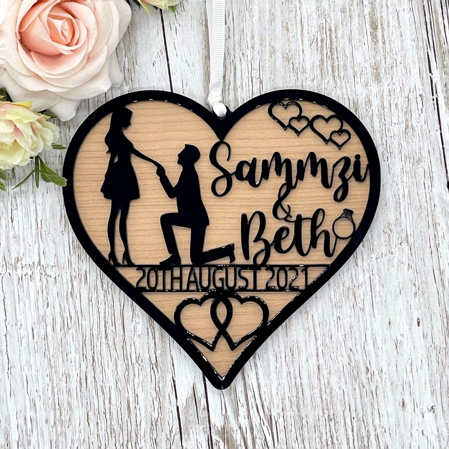 Engagement Gift Personalised Heart | Silhouette 3D Heart